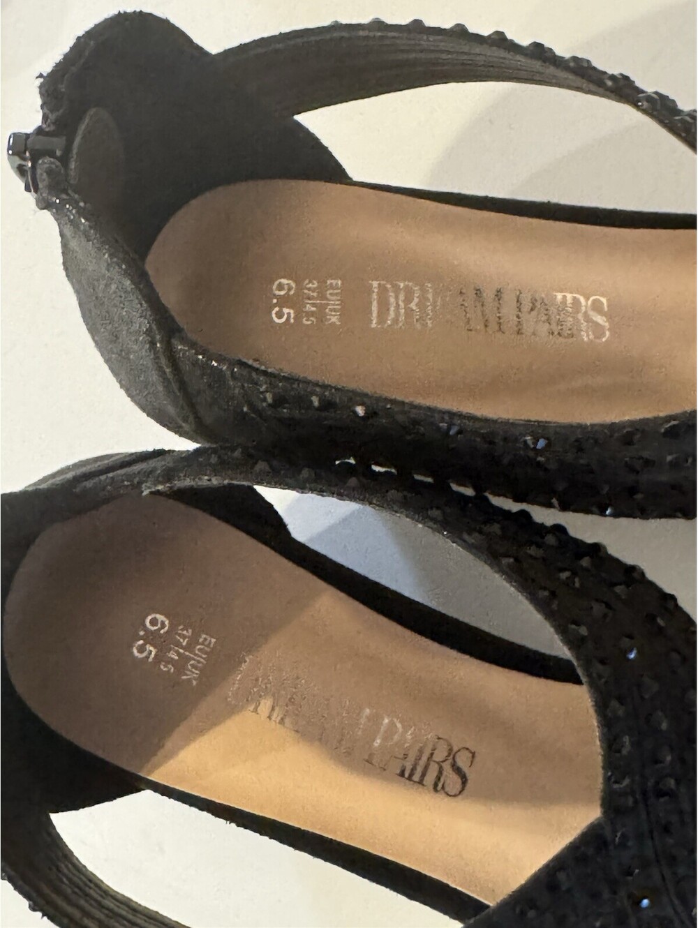 DREAM PAIRS WEITZ Black Rhinestone Strappy Low Wedge Sandals Women 6.5 New - Picture 5 of 7